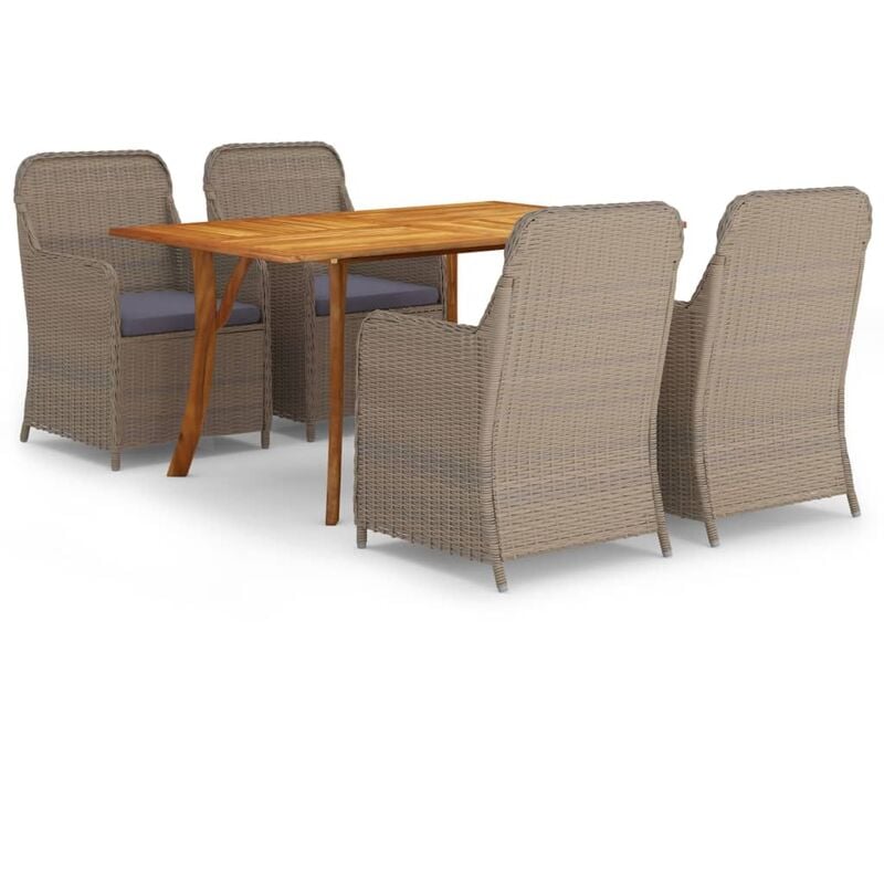 

Juego de comedor para jardín 5 piezas marrón - Marrón - Vidaxl
