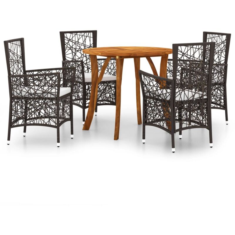 

vidaXL Juego de comedor para jardín 5 piezas marrón - Marrón