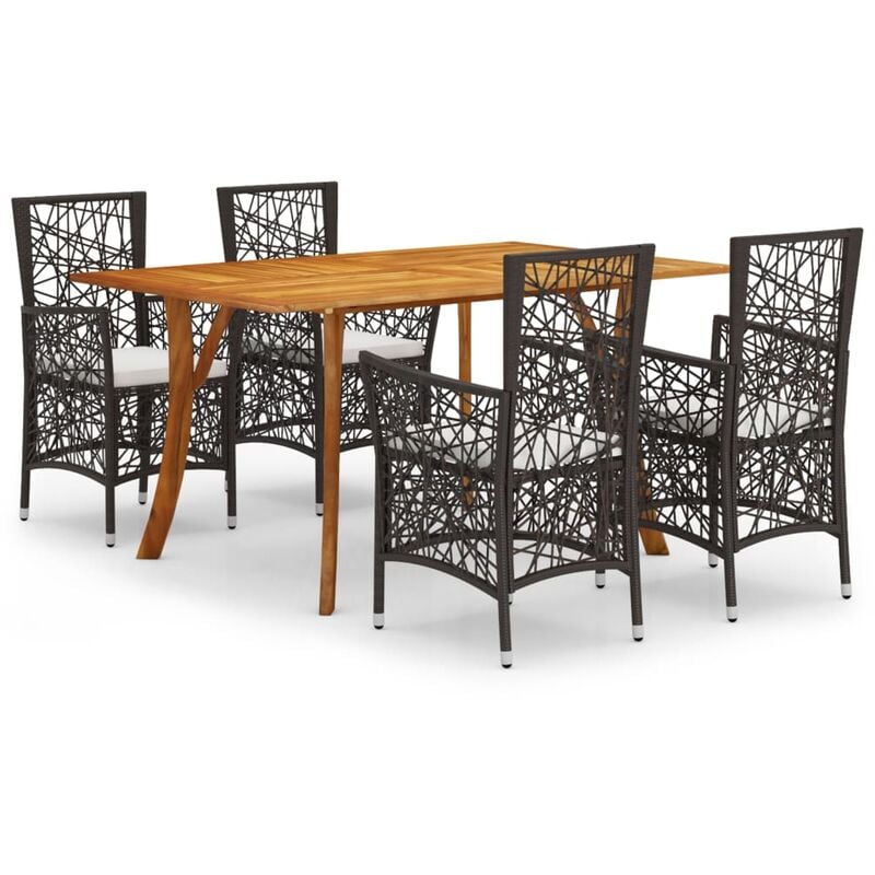 

Vidaxl - Juego de comedor para jardín 5 piezas marrón - Marrón