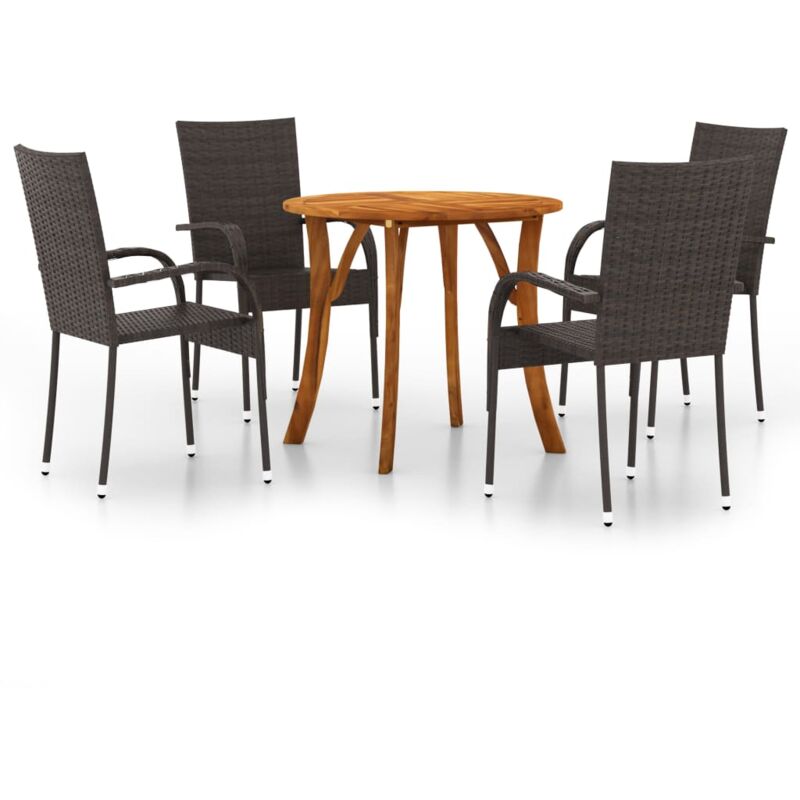 

vidaXL Juego de comedor para jardín 5 piezas marrón - Marrón