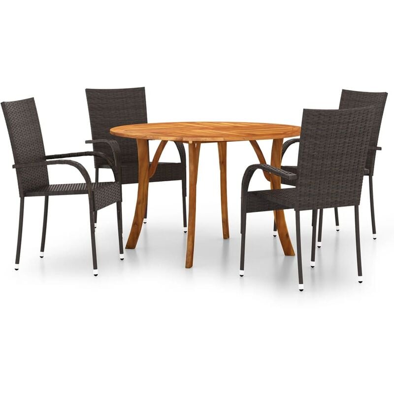 

vidaXL Juego de comedor para jardín 5 piezas marrón - Marrón