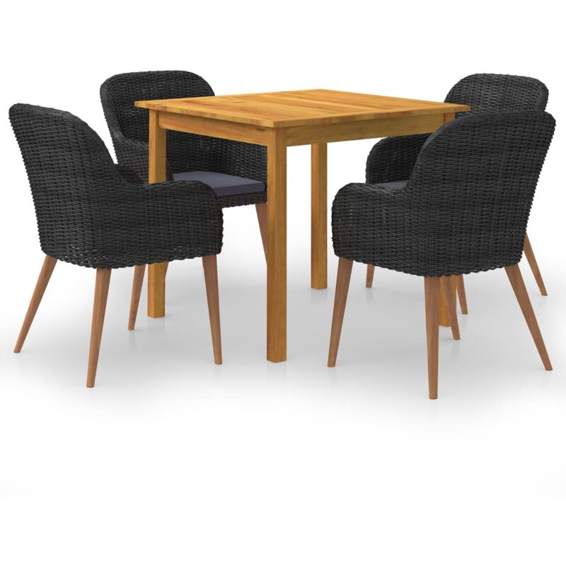 

vidaXL Juego de comedor para jardín 5 piezas negro - Negro