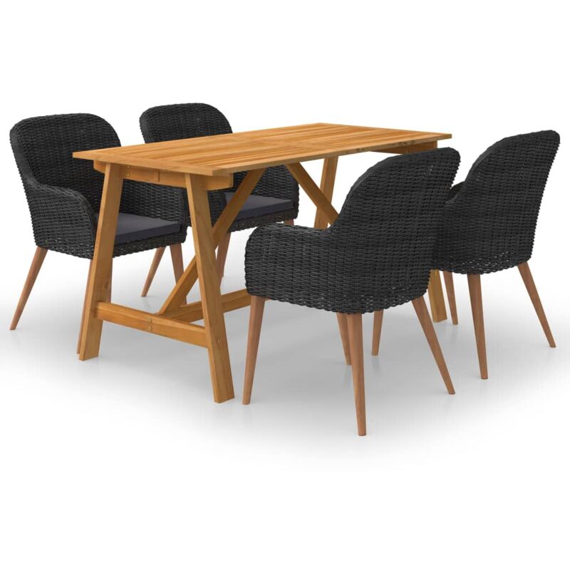 

Juego de comedor para jardín 5 piezas negro - Negro - Vidaxl