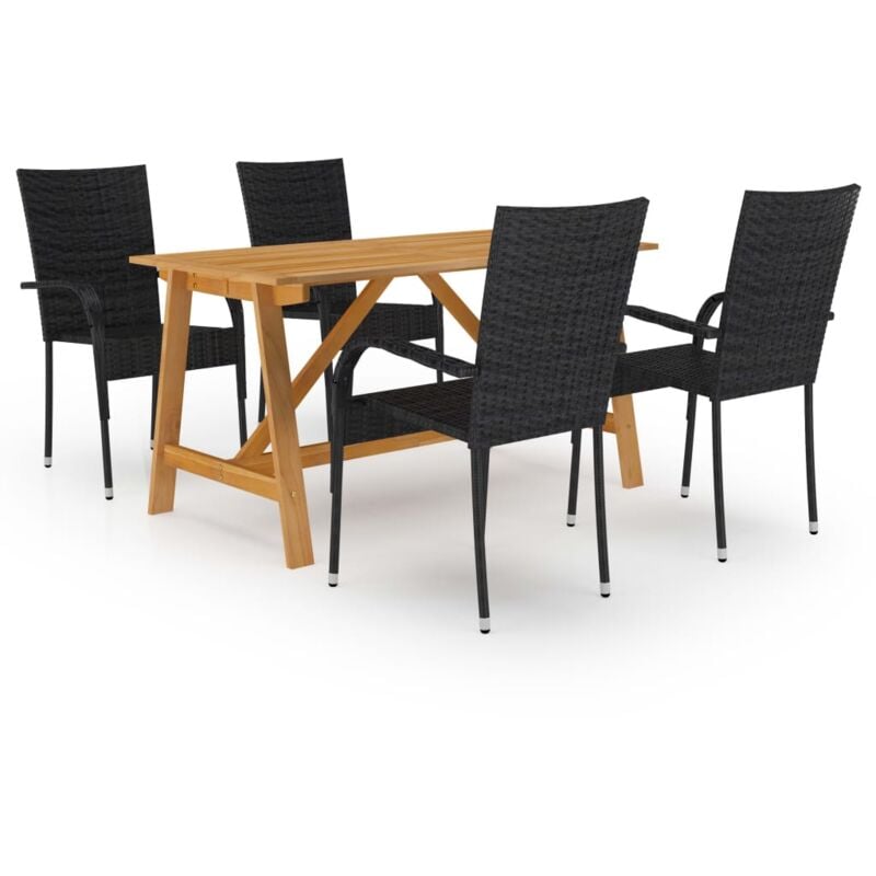 

Juego de comedor para jardín 5 piezas negro - Negro - Vidaxl