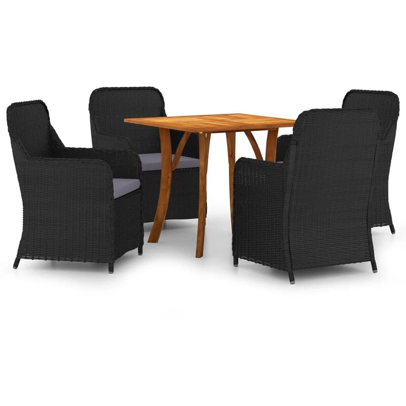 

vidaXL Juego de comedor para jardín 5 piezas negro - Negro