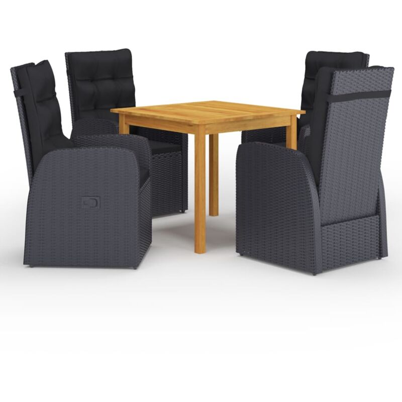 

Juego de comedor para jardín 5 piezas negro - Negro - Vidaxl