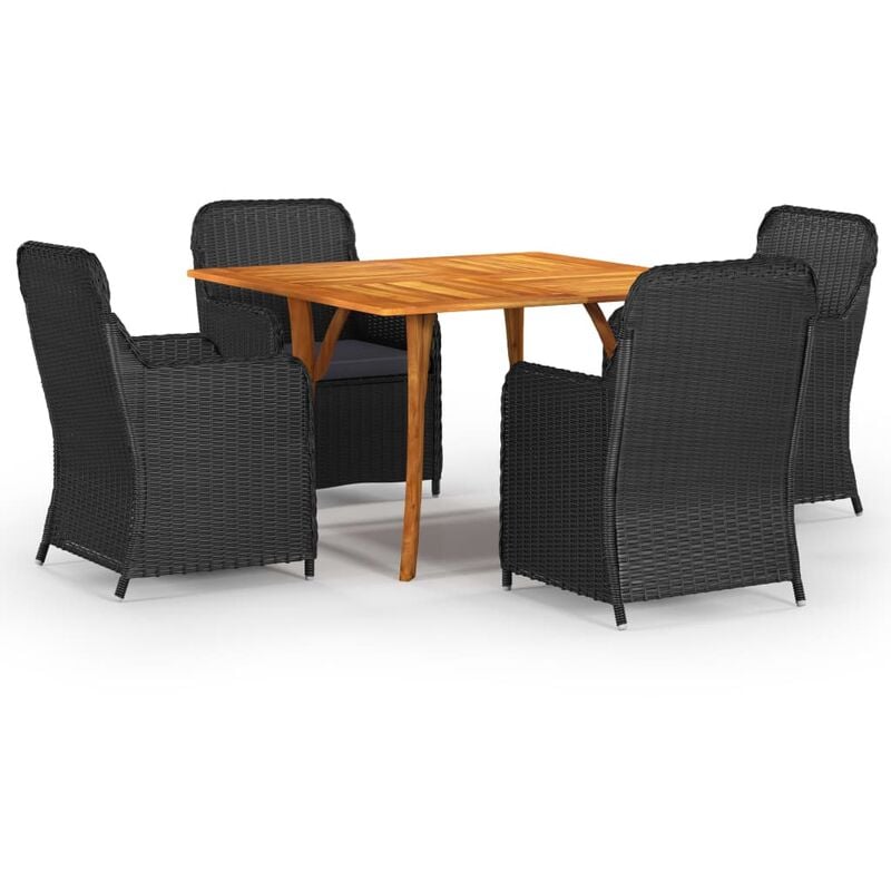 

Juego de comedor para jardín 5 piezas negro - Negro - Vidaxl