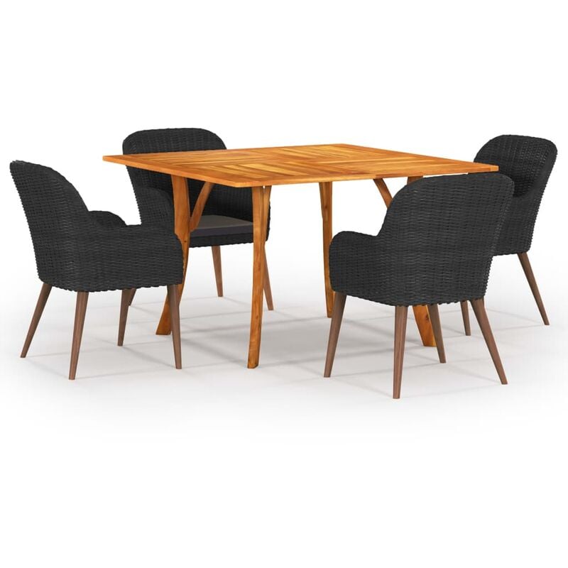 

vidaXL Juego de comedor para jardín 5 piezas negro - Negro