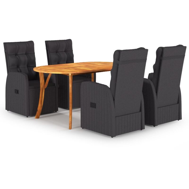 

Juego de comedor para jardín 5 piezas negro - Negro - Vidaxl