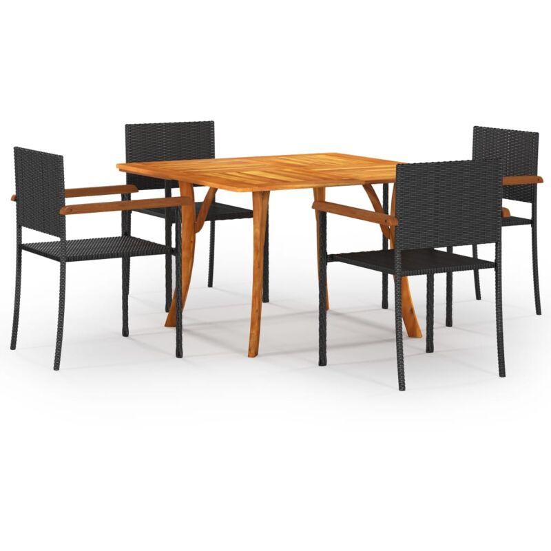

Juego de comedor para jardín 5 piezas negro - Negro - Vidaxl