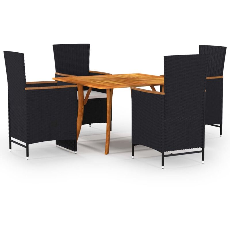 

Juego de comedor para jardín 5 piezas negro - Negro - Vidaxl