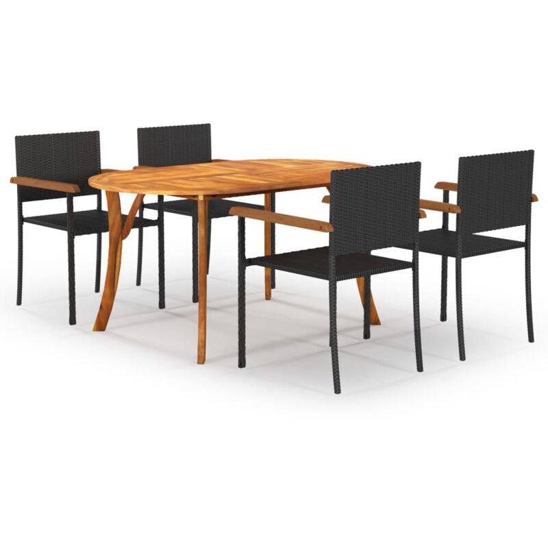 

vidaXL Juego de comedor para jardín 5 piezas negro - Negro
