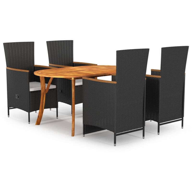

Juego de comedor para jardín 5 piezas negro - Negro - Vidaxl
