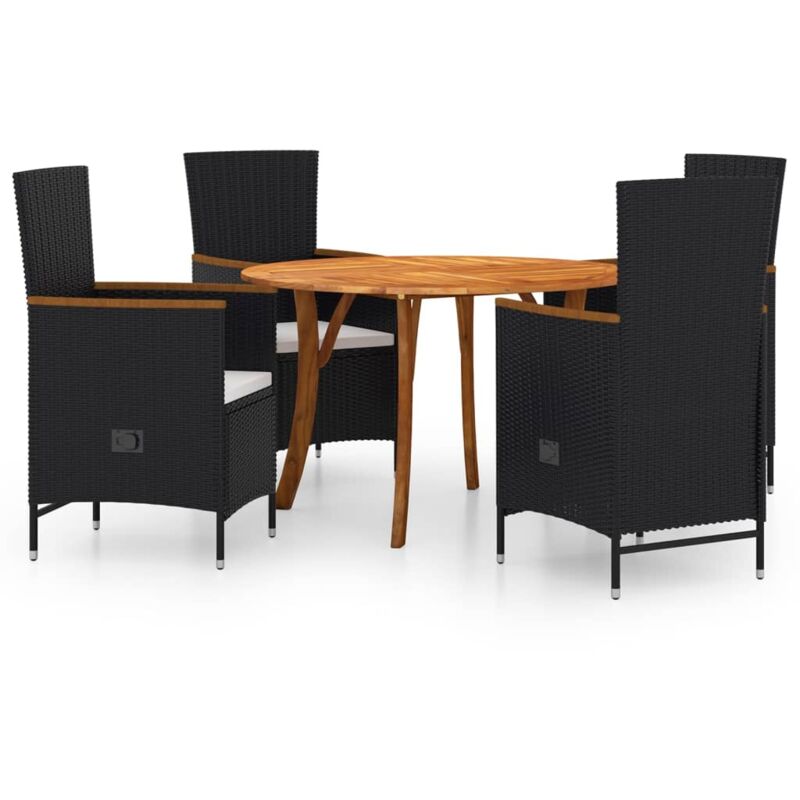 

Juego de comedor para jardín 5 piezas negro - Negro - Vidaxl