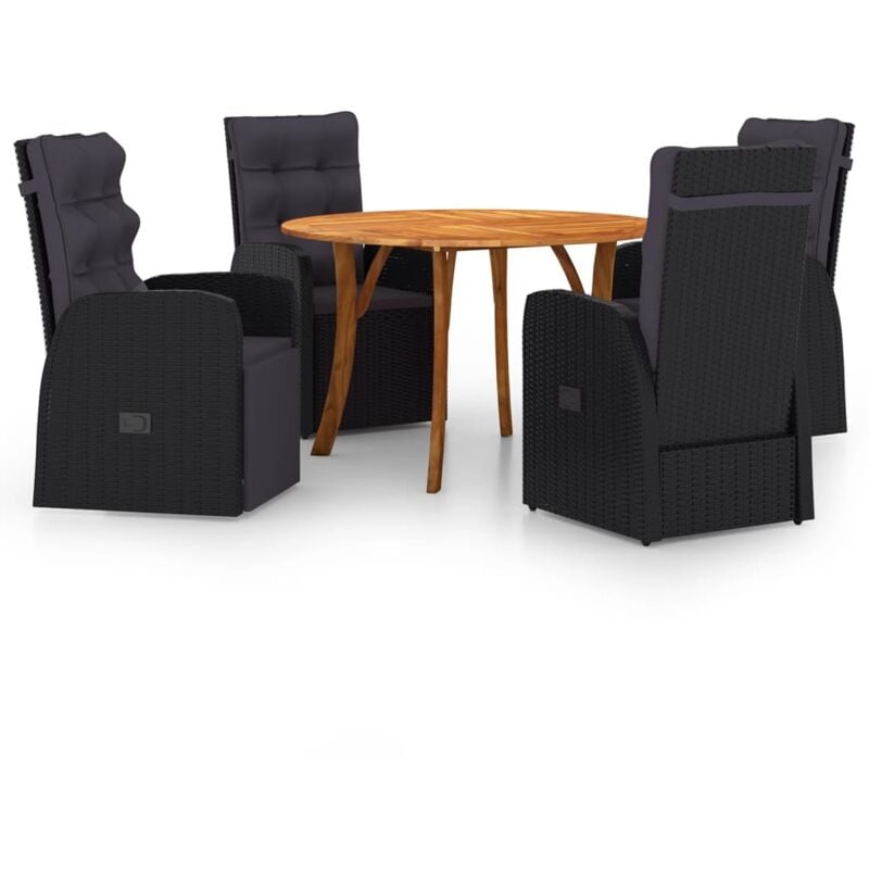 

vidaXL Juego de comedor para jardín 5 piezas negro - Negro