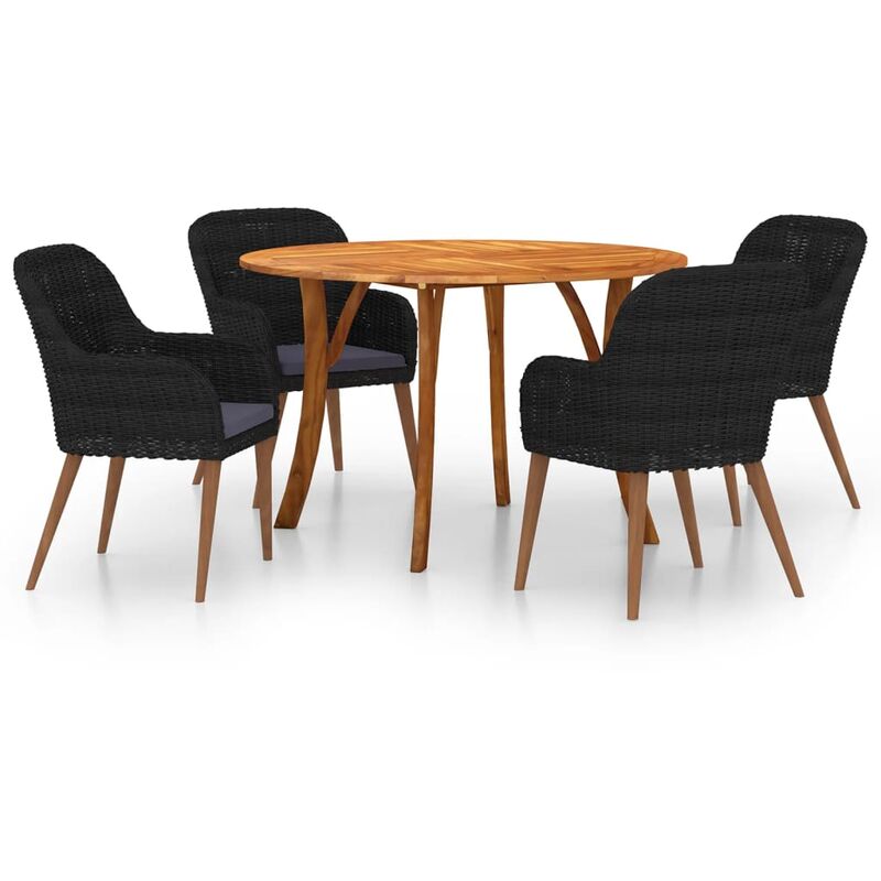 

vidaXL Juego de comedor para jardín 5 piezas negro - Negro