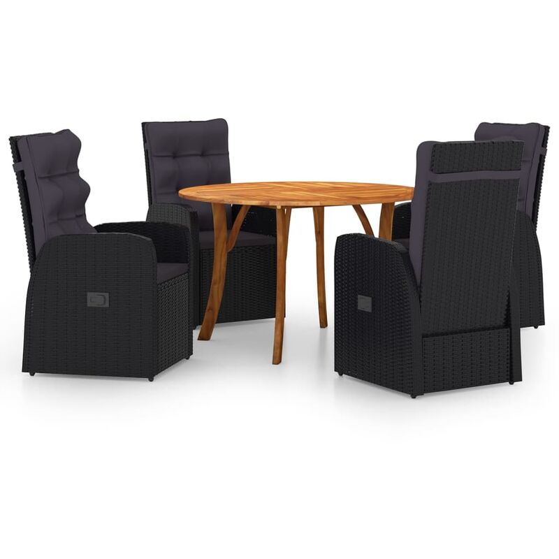 

Juego de comedor para jardín 5 piezas negro - Negro - Vidaxl