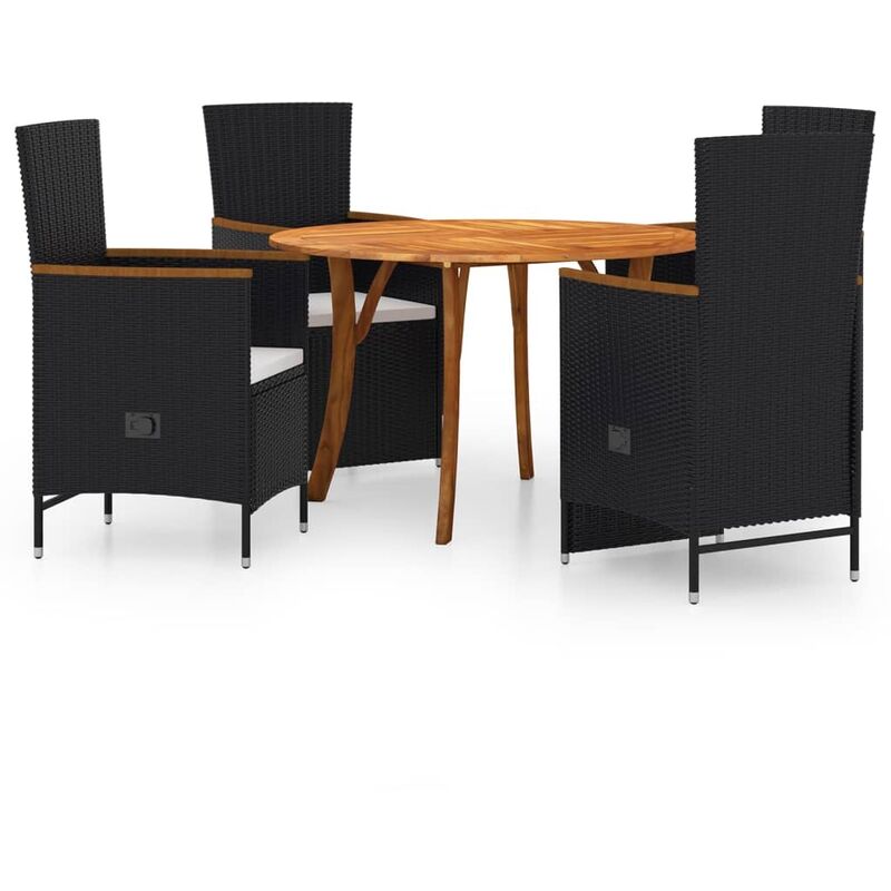 

Juego de comedor para jardín 5 piezas negro - Negro - Vidaxl