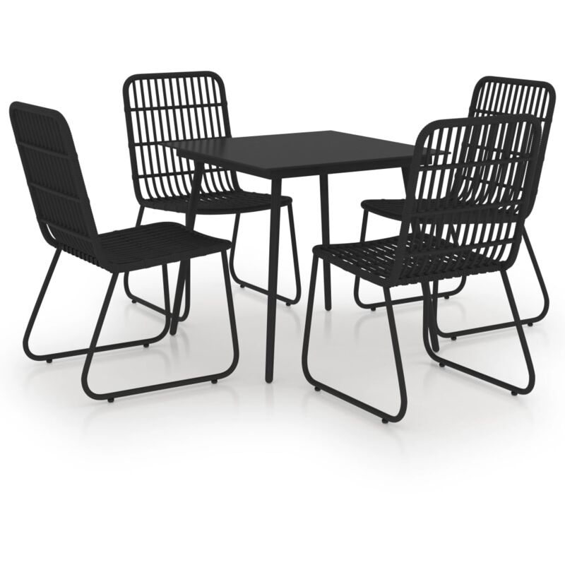 

Juego de comedor para jardín 5 piezas ratán sintético y vidrio - Negro - Vidaxl