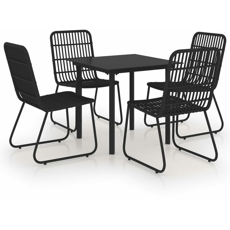 

Juego de comedor para jardín 5 piezas ratán sintético y vidrio - Negro - Vidaxl