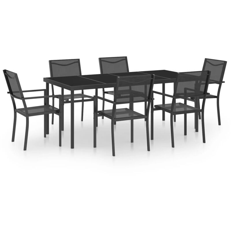 

vidaXL Juego de comedor para jardín 7 piezas acero - Antracita