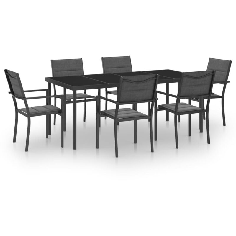 

Vidaxl - Juego de comedor para jardín 7 piezas acero - Antracita