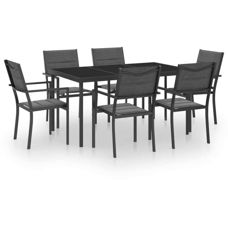 

Vidaxl - Juego de comedor para jardín 7 piezas acero - Antracita