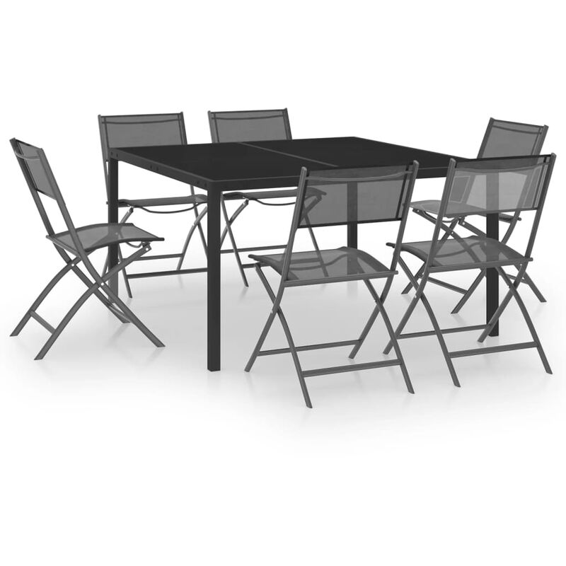 

Vidaxl - Juego de comedor para jardín 7 piezas acero - Negro