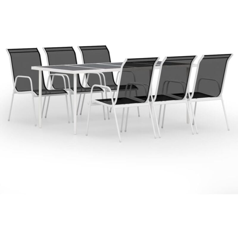 

Vidaxl - Juego de comedor para jardín 7 piezas acero negro - Negro