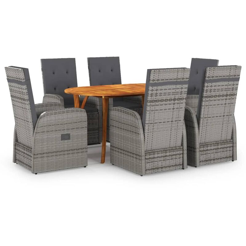 

Juego de comedor para jardín 7 piezas gris - Gris - Vidaxl