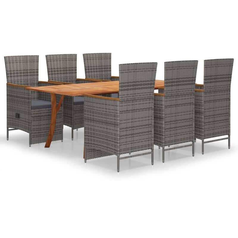 

Juego de comedor para jardín 7 piezas gris - Gris - Vidaxl