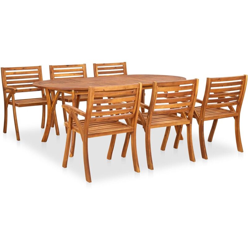 

Juego de comedor para jardín 7 piezas madera maciza de acacia - Marrón - Vidaxl