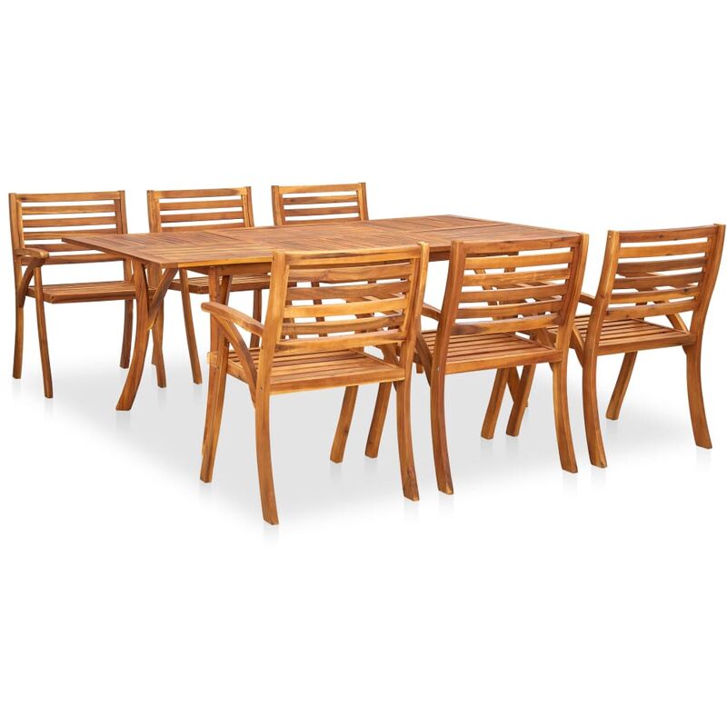 

Juego de comedor para jardín 7 piezas madera maciza de acacia - Marrón - Vidaxl