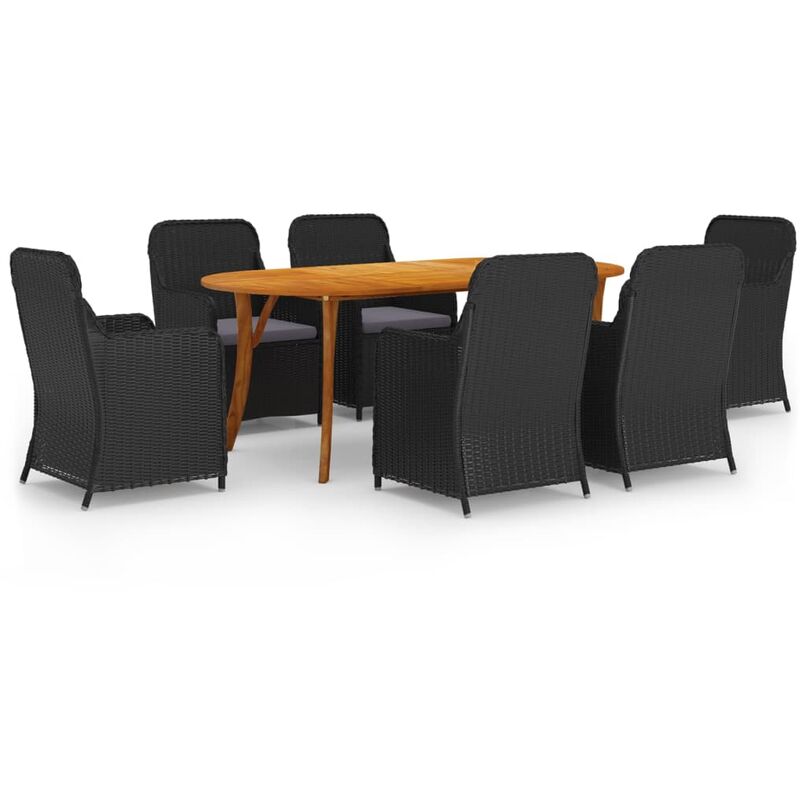 

Juego de comedor para jardín 7 piezas negro - Negro - Vidaxl