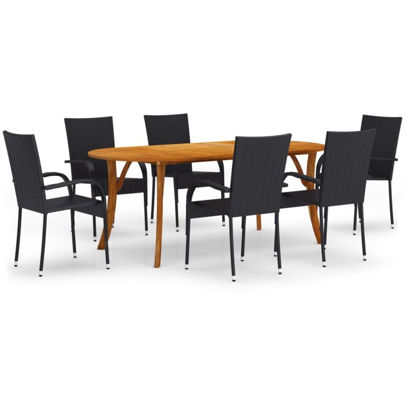 

vidaXL Juego de comedor para jardín 7 piezas negro - Negro