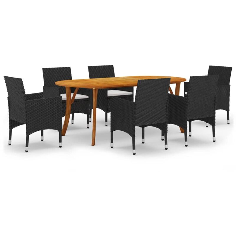 

Juego de comedor para jardín 7 piezas negro - Negro - Vidaxl