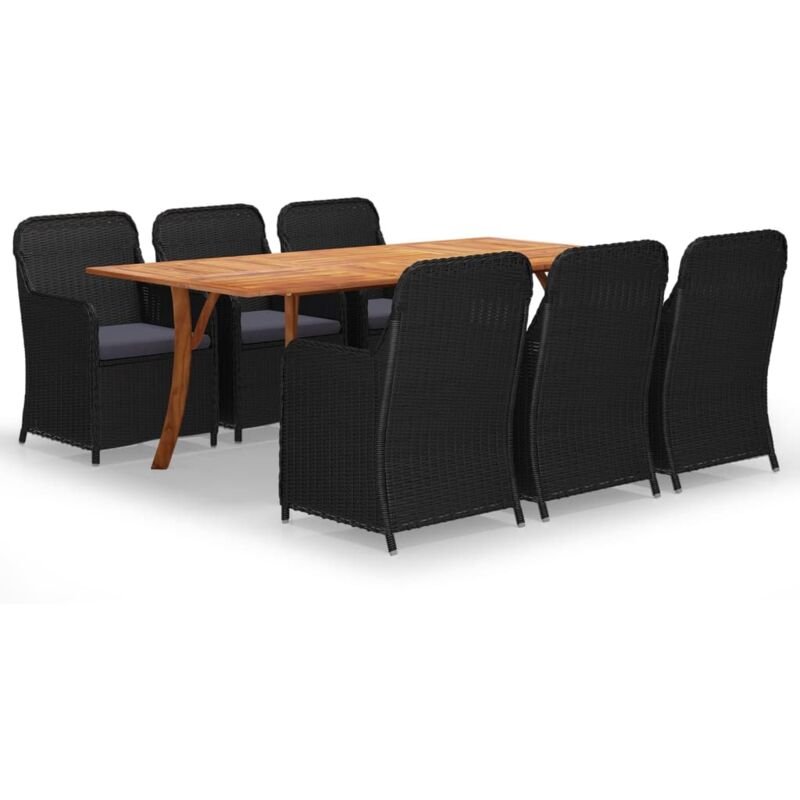 

Juego de comedor para jardín 7 piezas negro - Negro - Vidaxl