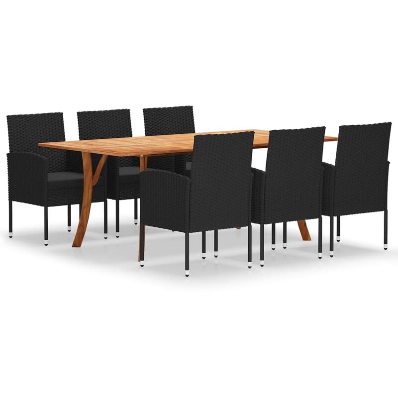 

Juego de comedor para jardín 7 piezas negro - Negro - Vidaxl