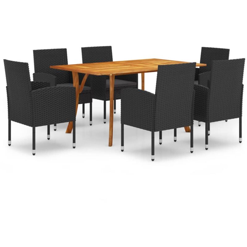 

Juego de comedor para jardín 7 piezas negro - Negro - Vidaxl