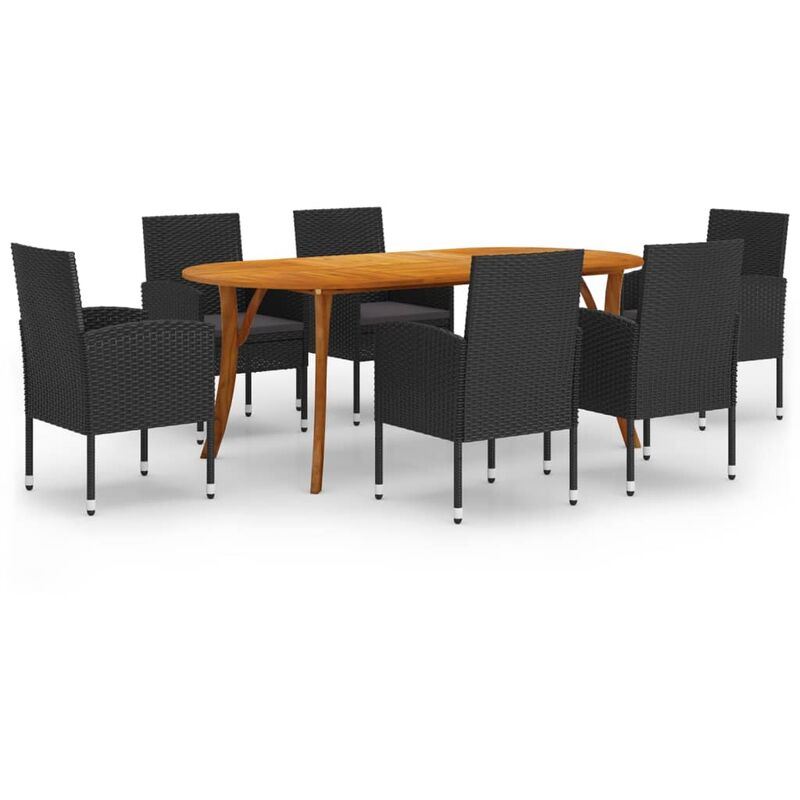 

Juego de comedor para jardín 7 piezas negro - Negro - Vidaxl