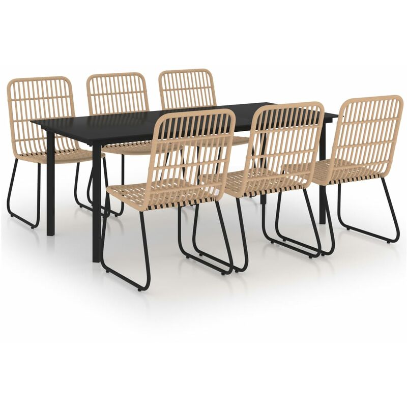 

Juego de comedor para jardín 7 piezas ratán sintético y vidrio - Marrón - Vidaxl