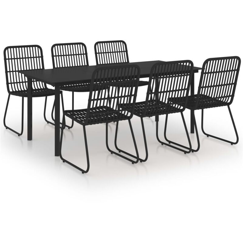 

Juego de comedor para jardín 7 piezas ratán sintético y vidrio - Negro - Vidaxl