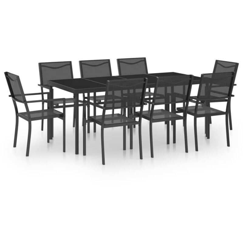 

Juego de comedor para jardín 9 piezas acero - Antracita - Vidaxl