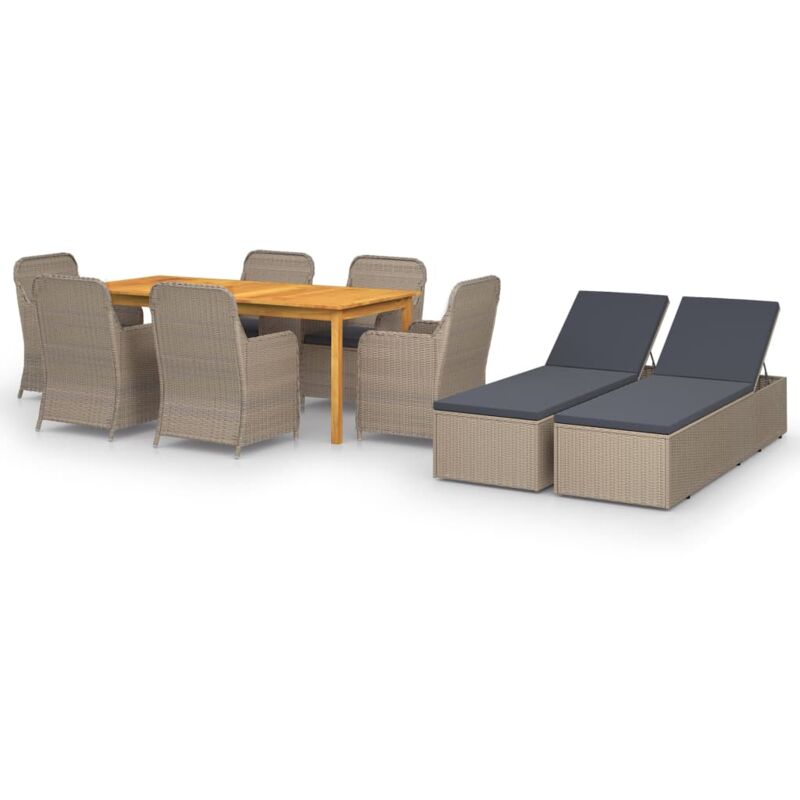 

Juego de comedor para jardín 9 piezas marrón - Marrón - Vidaxl