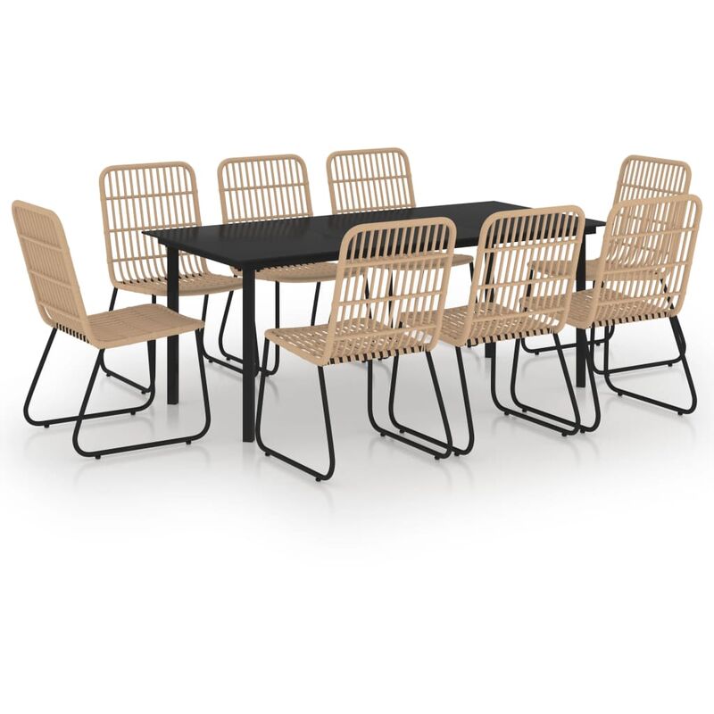 

Juego de comedor para jardín 9 piezas ratán sintético y vidrio - Marrón - Vidaxl