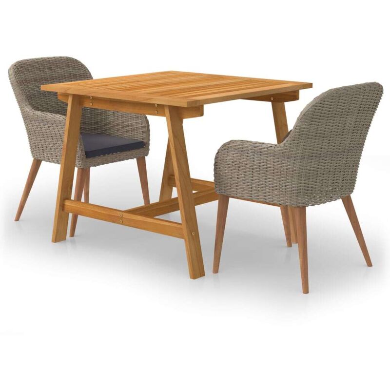

vidaXL Juego de comedor para jardín de 3 piezas marrón - Marrón