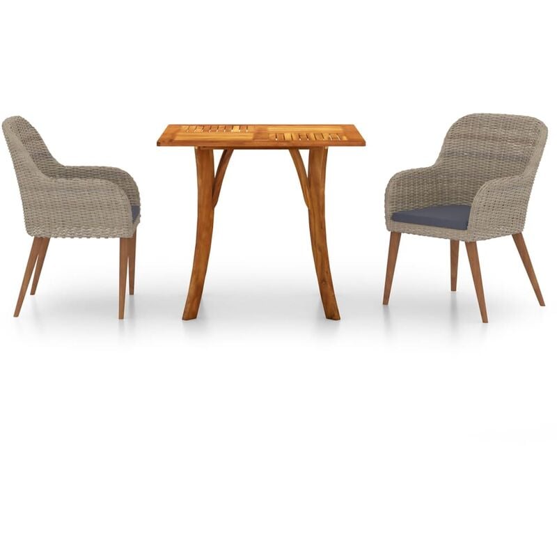 

vidaXL Juego de comedor para jardín de 3 piezas marrón - Marrón