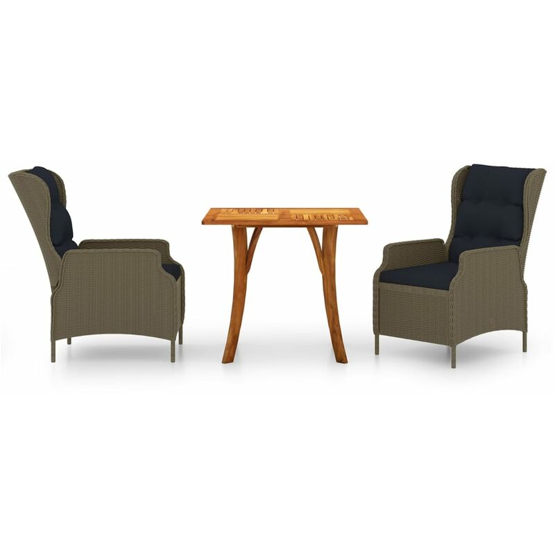 

vidaXL Juego de comedor para jardín de 3 piezas marrón - Marrón