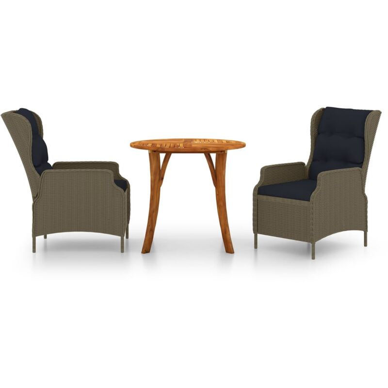 

Juego de comedor para jardín de 3 piezas marrón oscuro - Marrón - Vidaxl