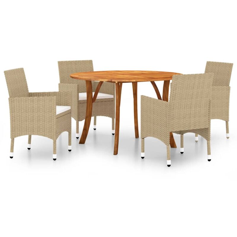 

vidaXL Juego de comedor para jardín de 5 piezas beige - Beige